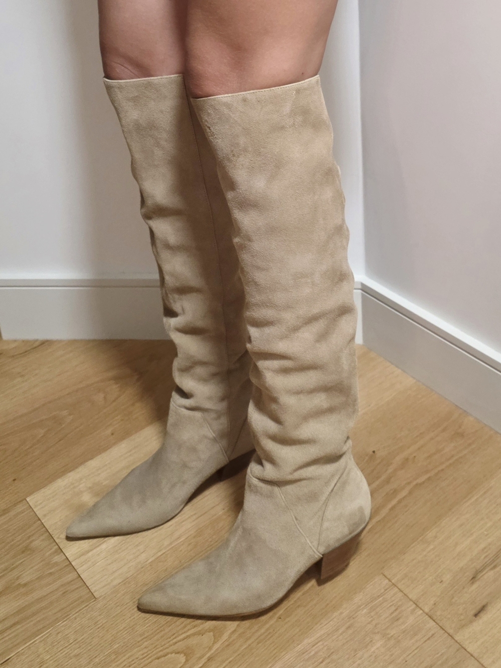 Nine West Tan Over-the-Knee Pointed Toe Suede Boots Size 6.5